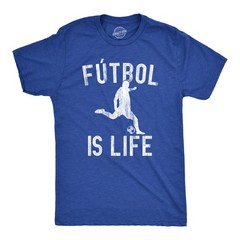 Mens Futbol Is Life T Shirt Funny Football Lovers Novelty Soccer Graphic Tee for