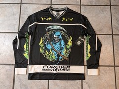 Broken Promises Grim Reaper Hockey Jersey Shirt Black Flame Graphic Men’s Small
