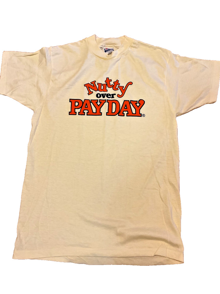 1980Vintage *Nutty over Payday *Tshirt New L. 42”X44 Short Sleeve