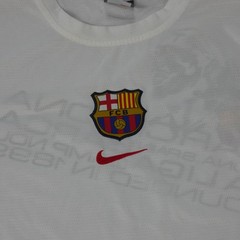 Nike T Shirt Mens L White Football FC Barcelona Soccer World Cup Stretch Jersey