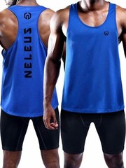 NELEUS ‘Dry Fit Logo Muscle’ Mesh Tank Top Men’s S Gym Workout Exercise Blue NEW