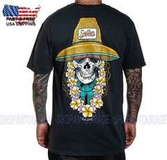 Sullen Rest Easy Navy SCM3514 New Short Sleeve Graphic Tattoo T-shirt For Men