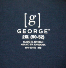 2XL 50-52 George Blue Poly Cotton Men’s Short Sleeve Mans Solid T-Shirt Top O14