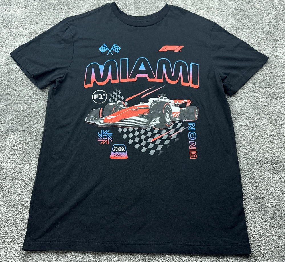 Miami Grand Prix Shirt Mens Large Black F1 Racing 2025 Tee