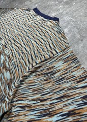 Percival Blue and Orange with Dynamic Pattern Knit Textured T-shirt tee size m