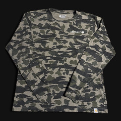 Carhartt Men’s Camo Long Sleeve Crew Neck Relaxed Fit Logo Cotton Knit T-Shirt M