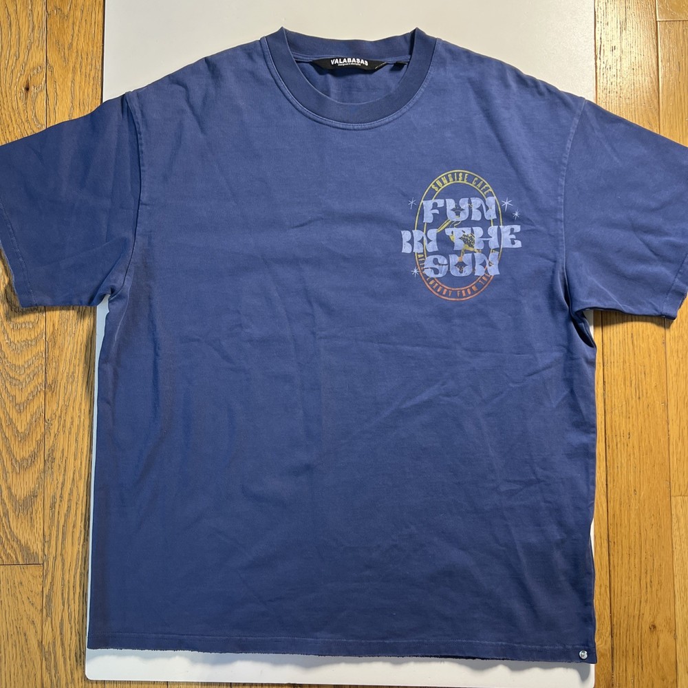 Valabasas Men’s Designer T Shirt Fun In The Sun Oversized Medium Blue. Thick