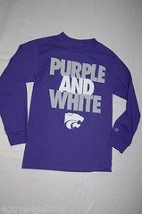 Mens Long Sleeve Tee Shirt PURPLE AND WHITE Lt Purple POWERCAT K STATE S 34-36