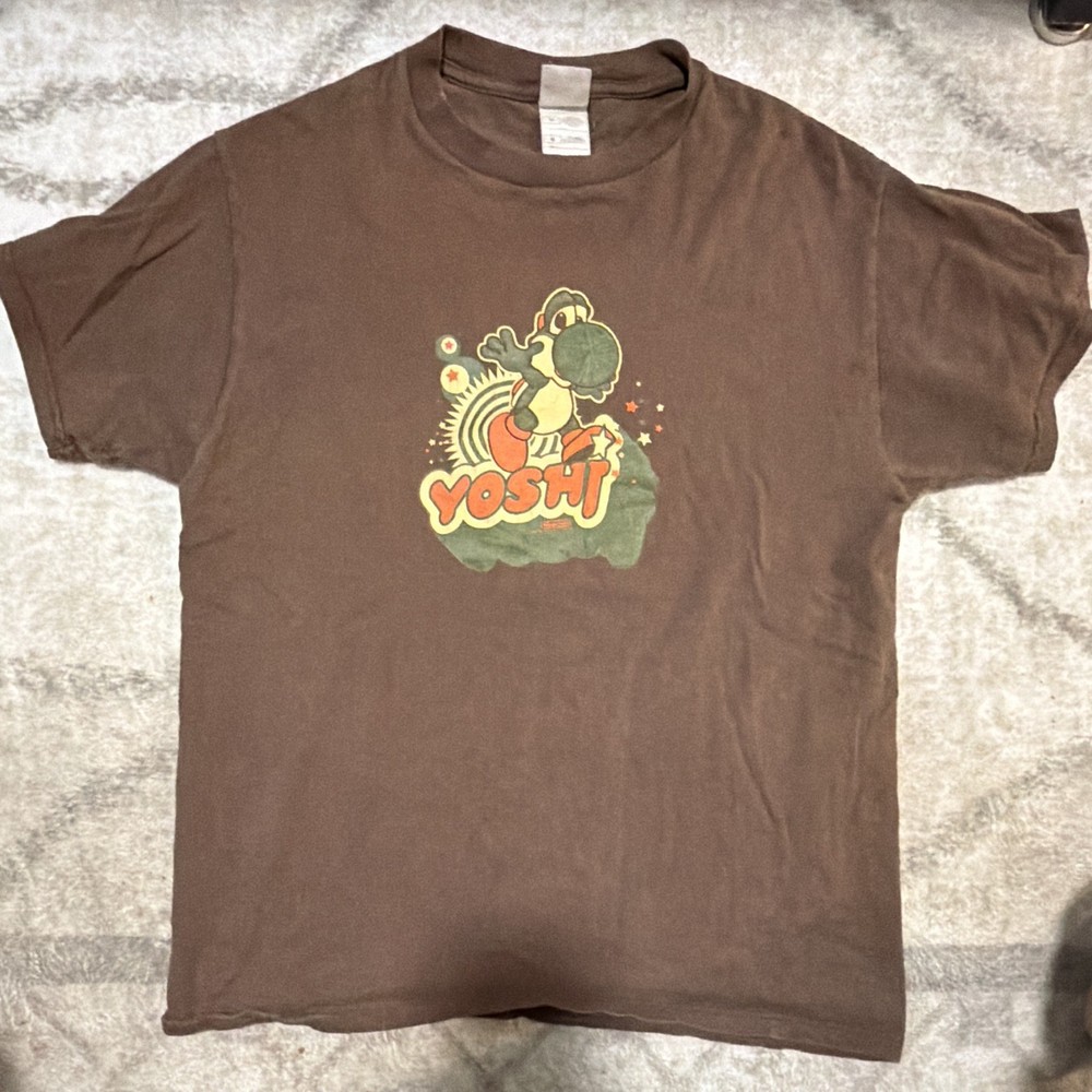 Vintage 90s Fruit of the Loom Heavy Cotton Yoshi Super Mario Brown Men’s Size M