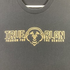 True Religion Jeans Shirt Adult Large Black Puff Metallic Graphic Tee Fashion