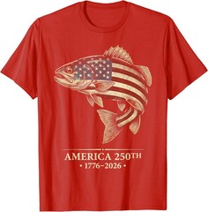 America 250th Anniversary Fishing T Shirt 1776-2026 USA Flag Fish Patriotic Tee