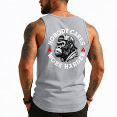 Nobody Cares Work Harder Funny Monkey (On Back) Tank Top