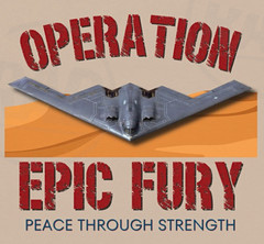 Operation Epic Fury Shirt Peace Through Strength Patriotic Military Bomber Tee