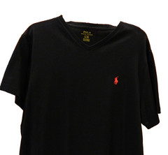 Polo Ralph Lauren Mens V neck T-Shirt Jet Black Classic Large New NWOT Cotton