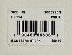 Tommy John 1003995N V-Neck 3 Pk Cool Cotton Stretch White Shirt (New in Box)