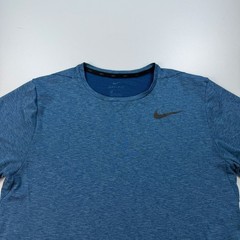 Nike Breathe Shirt Mens Medium Blue Crew Neck Lightweight Stretch Training Logo