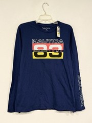 NEW Nautica ‘1983 Sailing’ Shirt Size Medium Navy Long Sleeve Cotton Crew Jersey