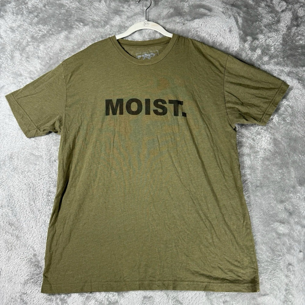 Moist Graphic T Shirt Mens XL Funny Meme Humor Tee Olive Green Casual Streetwear