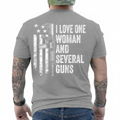 I Love One Woman And Several Guns – Husband Funny Mens Gun ON BACK T-Shirt
