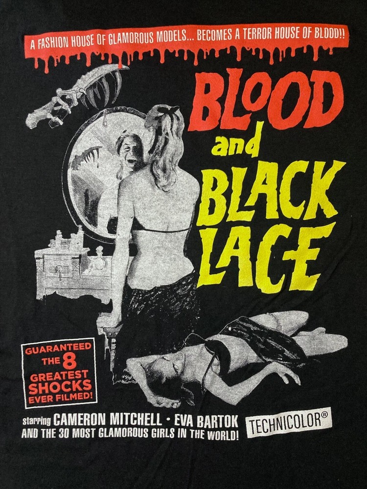 BLOOD AND BLACK LACE 1964 2-Sided T-Shirt Size: MEDIUM Mario Bava Giallo Gialli