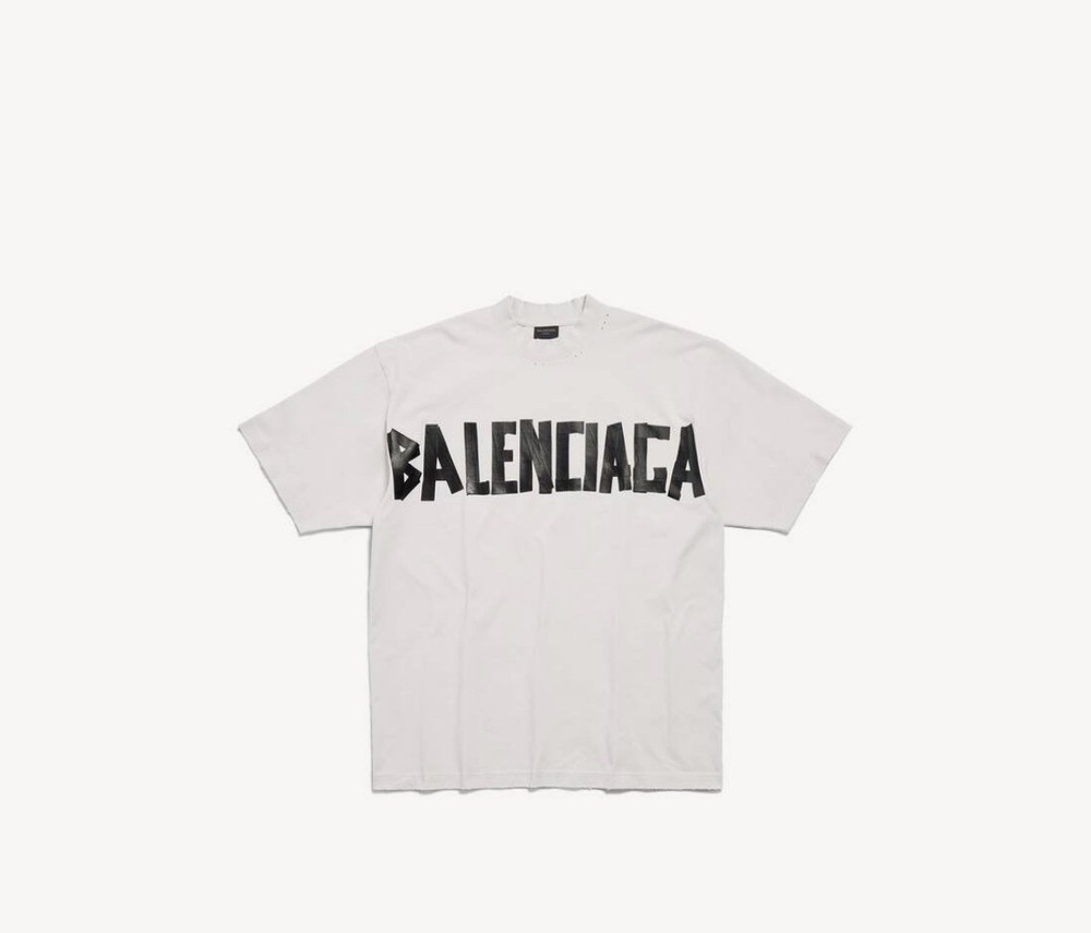 Balenciaga Men’s White Cotton Logo Crew Neck Short Sleeve T-Shirt Size S NWT