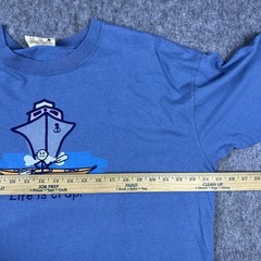 Vtg Y2K Life Is Crap Men’s T-Shirt Parody Joke Humor Blue Short Sleeve Size XL