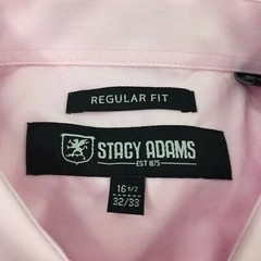 STACY ADAMS Mens 16.5 32″-33″ Sleeve Big-Tall Adjustable Collar Dress Shirt Pink