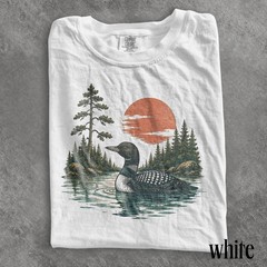 Vintage Loon Lake Nature Shirt Retro Wildlife Bird Graphic Tee Classic Forest