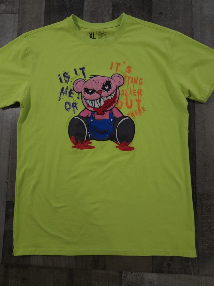 Bleeker & Mercer Joker Bear Graphic T-Shirt Men’s XL Volt Lime Green Streetwear