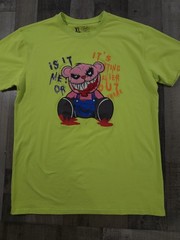 Bleeker & Mercer Joker Bear Graphic T-Shirt Men’s XL Volt Lime Green Streetwear