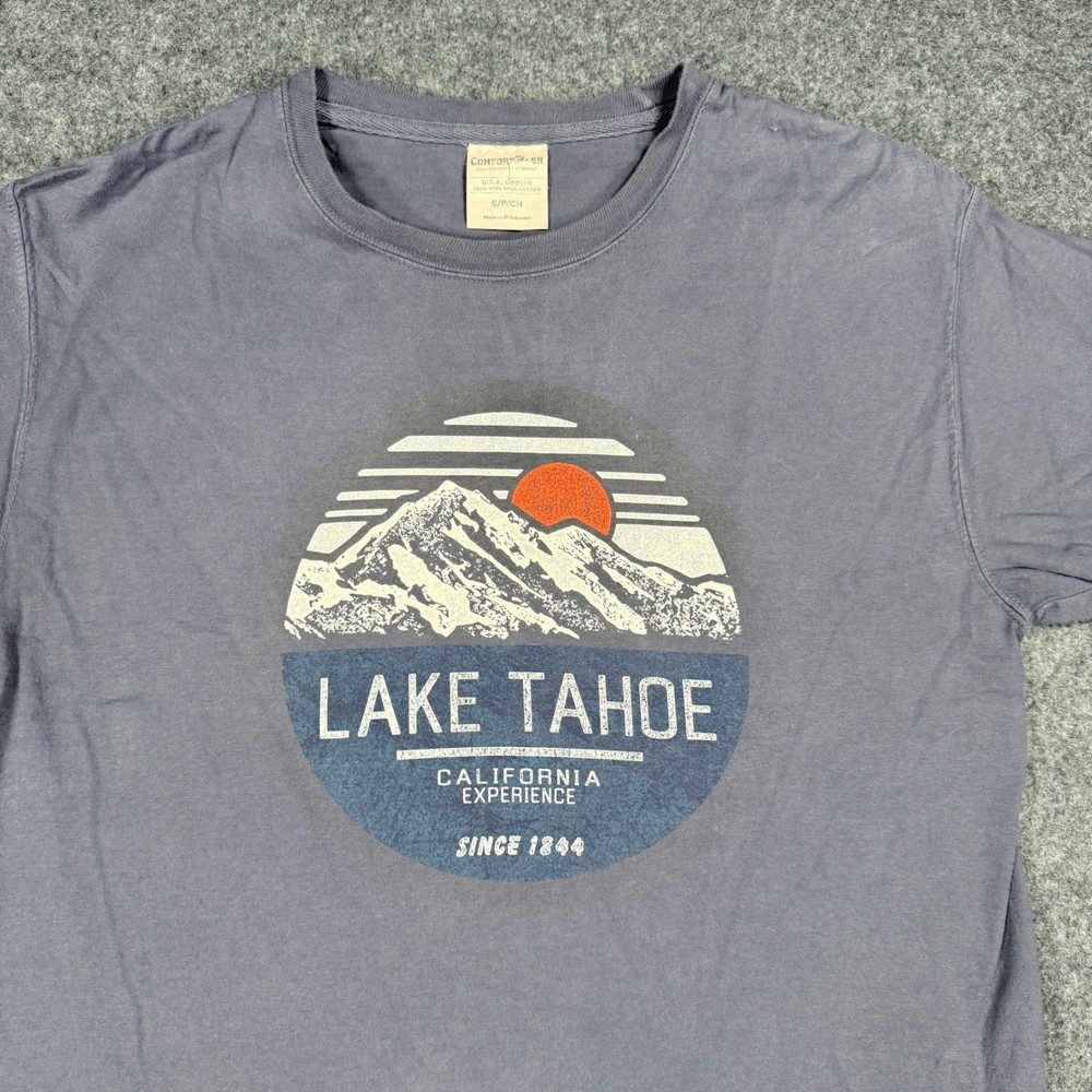 ComfortWash Lake Tahoe California Mountain Graphic Tee Blue Gray Small S