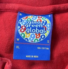 Gino Green Global Red Polo Y2K grail 999 Vintage Rhinestones Size XL