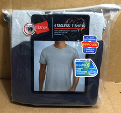 Hanes FreshIQ Wicking Tagless T-Shirts Men’s Small 34-36″ Blue/Gray/Gray/Black**