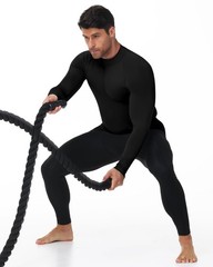 Black Compression Shirt Men Long Sleeve Turtleneck Workout Tops Athletic Spor…