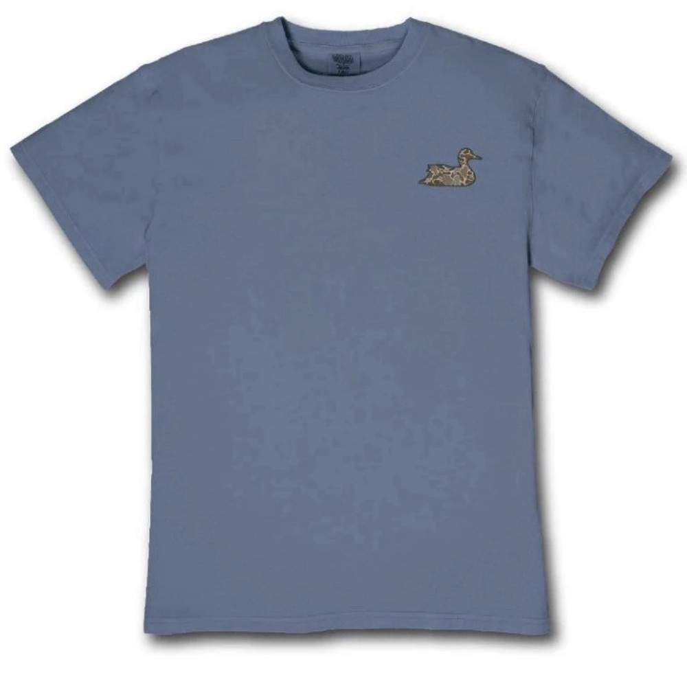 Simply Southern ‘Merican Dude Camo Duck T-Shirt Mineral Wash Blue. Large NWT