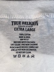True Religion T-shirt Mens XL White Metallic Horseshoe Logo Short Slevee Tee