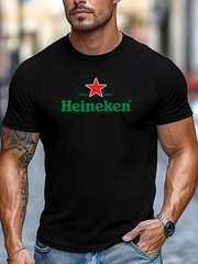 Heineken Logo Men Black Cotton T – Shirt for Casual Outfits Streetwear