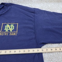 Notre Dame Mens 2XL Embroidered Logo T-Shirt Blue NCAA (see photo for flaw)