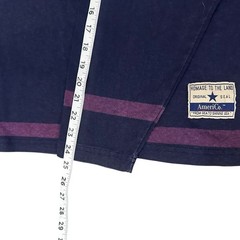 Vintage Americo Long Sleeve Mock Neck Shirt Me A Men’s L Navy Red Stripe 90s USA