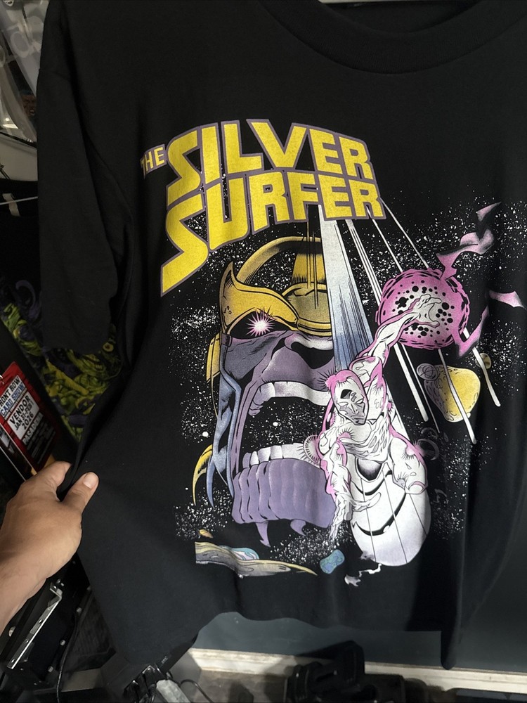 Mask And Disguise Silver Surfer Thanos Black T Shirt Size XL Marvel Tee