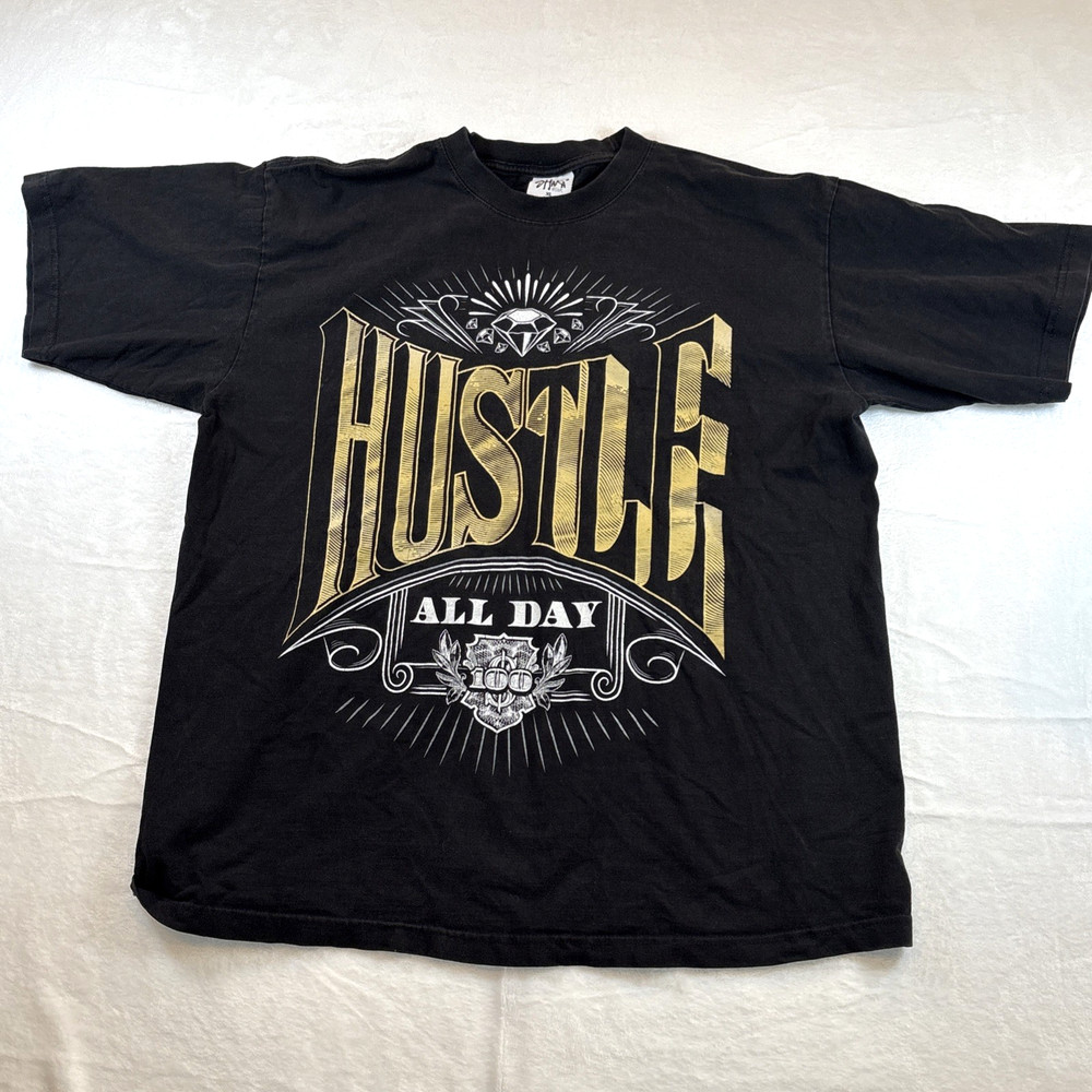 Shaka Wear Hustle All Day Graphic T-Shirt Black Size Men’s XL Streetwear Tee