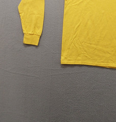 Jerzees Dri Power Men Shirt M Yellow Graphic Tee Long Sleeve Crew Neck Regular