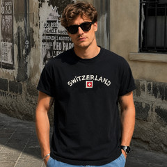 Switzerland Alps Mountain Graphic T-Shirt Swiss Flag Travel Adventure Tee