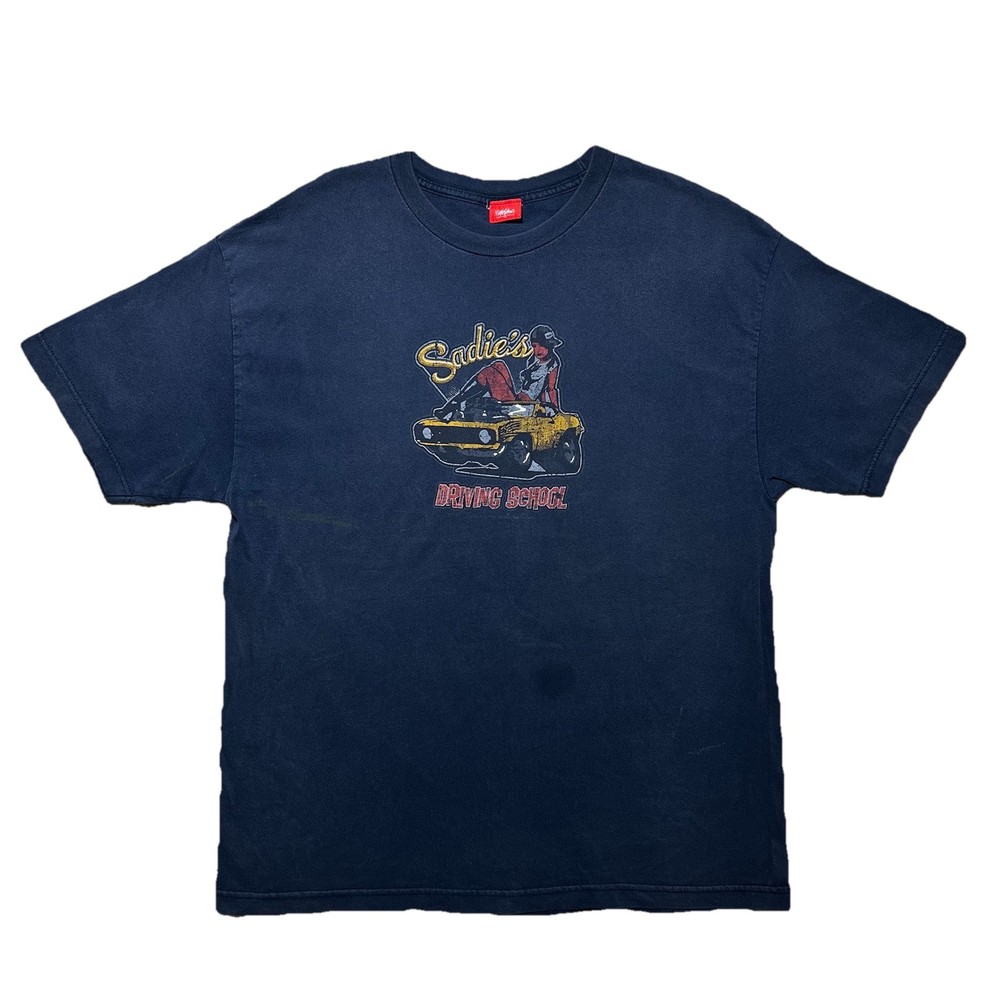 Vintage Y2K Mossimo Shirt XL Sadies Driving School Blue Faded Graphic Tee