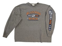 VTG WDW Disney Blizzard Beach Ski Patrol Mens 2XL Grey Long Sleeves Shirt