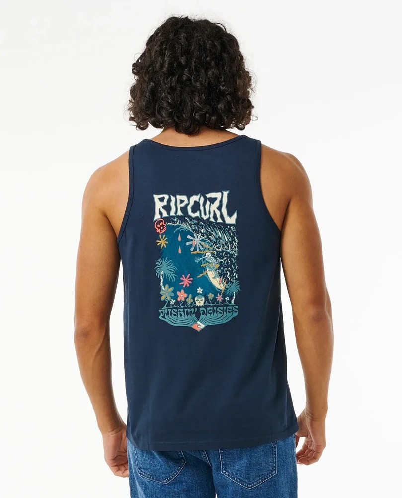 RIP CURL Dark Navy Blue Pushin Dasies Logo Tank Top T-Shirt NEW Small