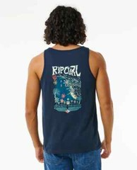 RIP CURL Dark Navy Blue Pushin Dasies Logo Tank Top T-Shirt NEW Small