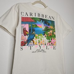 Vintage Caribbean Style Single Stitch All Sport Medium Nature Art Beach Coastal