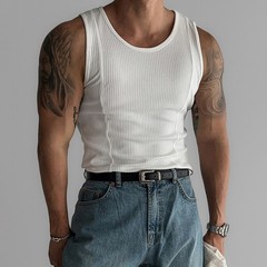 Male Top Mens Vest Casual Fitness Minimalist Regular Ribbed Sleeveless