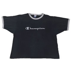 Champion Men’s Classic Jersey T-Shirt Black – XXL Vintage 90s Made In USA Tag